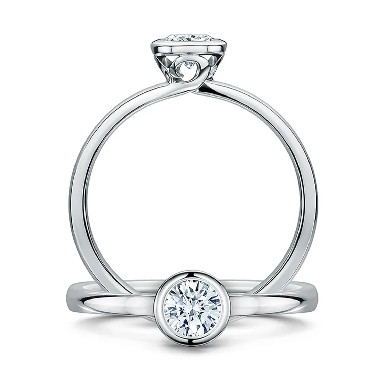 Gabriel Solitaire Engagement Ring by Andrew Geoghegan - Crashing waves add wonder to this beautifully simple solitaire engagement ring