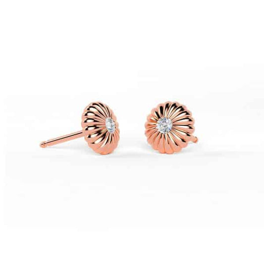 Cannelé Simplicité Studs with Diamonds - Andrew Geoghegan
