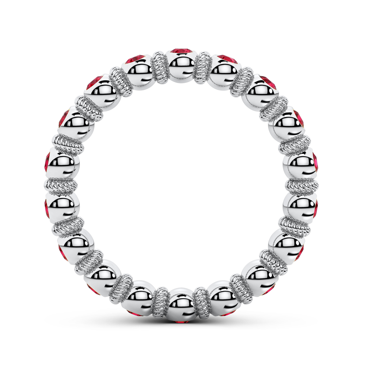 platinum ruby band ring side profile view