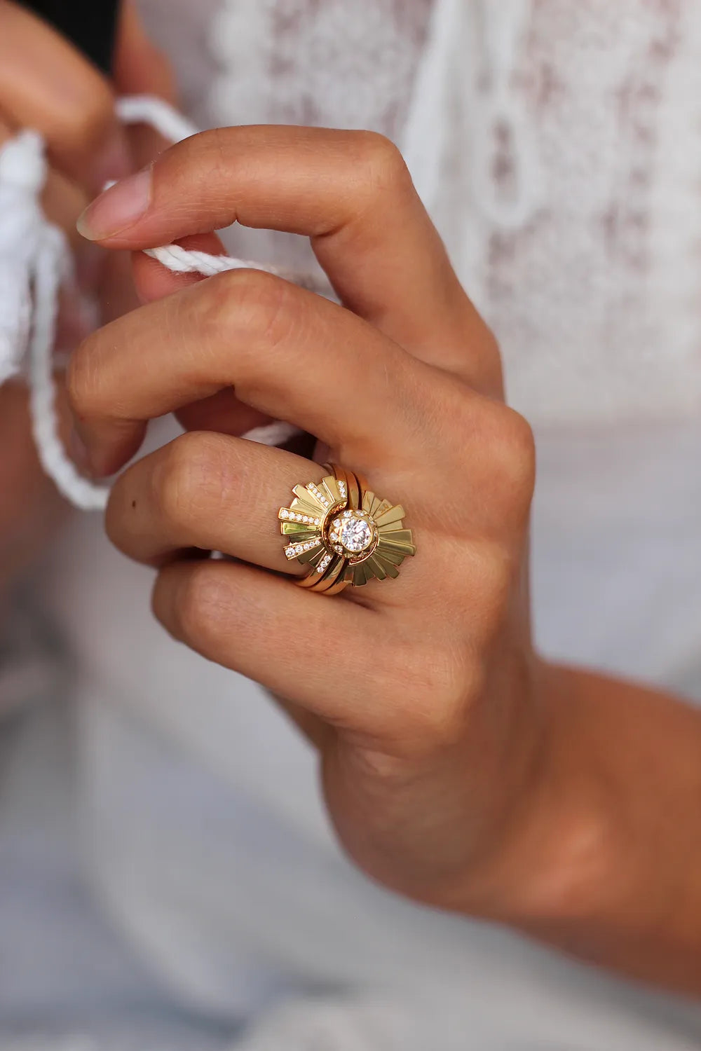 Asteria Diamond Jacket and Wedding Band