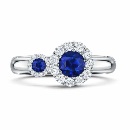 Andrew Geoghegan Satellite Bridal ring with a 45pt centre sapphire in white gold setting