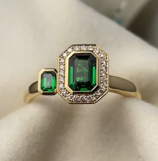 Satellite Bespoke Gemstone Engagement Ring Tsavorites