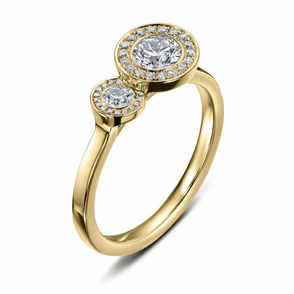 Andrew Geoghegan Theia Diamond ring in yellow gold with a .33ct diamond center, exuding elegance