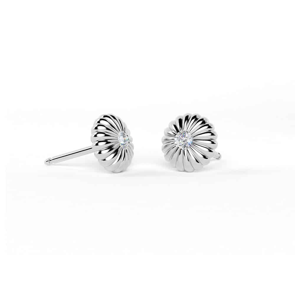 Cannelé Simplicité Studs with Diamonds - Andrew Geoghegan