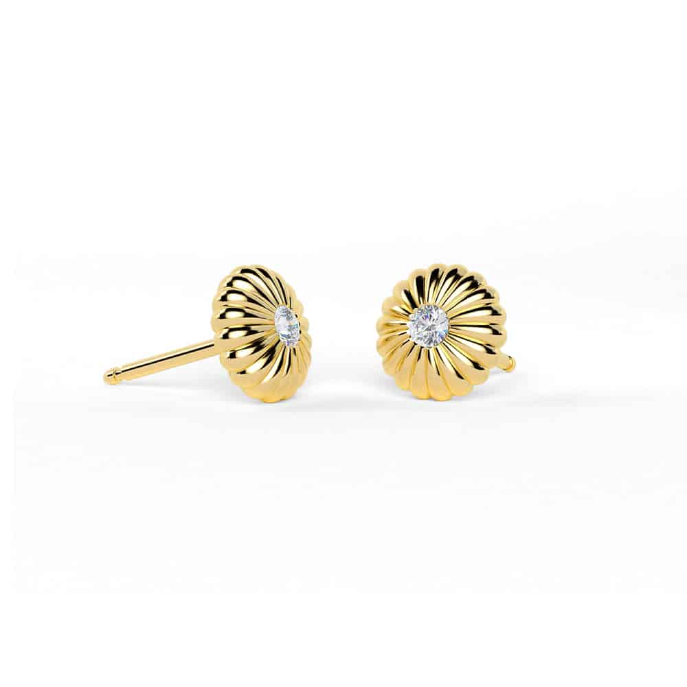 Cannelé Simplicité Studs with Diamonds - Andrew Geoghegan