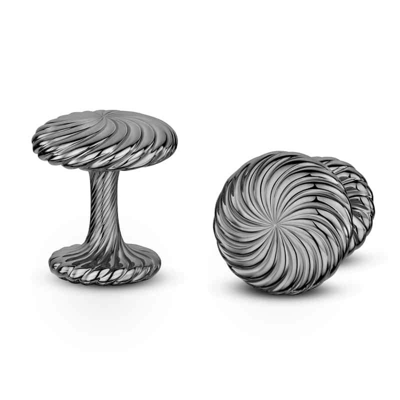 Cannelé Twist cufflink, Silver with Black Rhodium Plate - Andrew Geoghegan