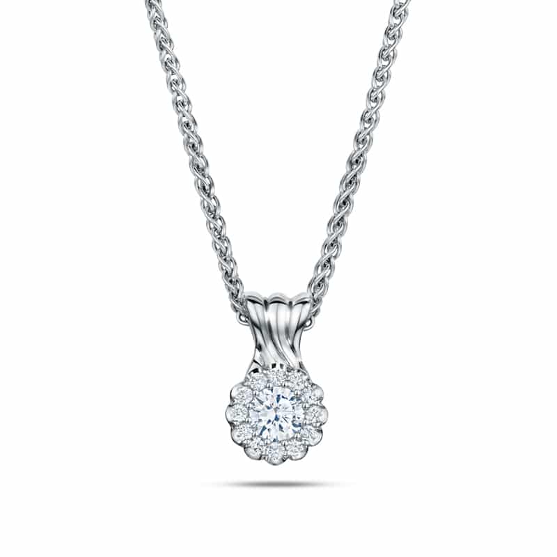 Cannelé Twist diamond pendant on a white gold chain