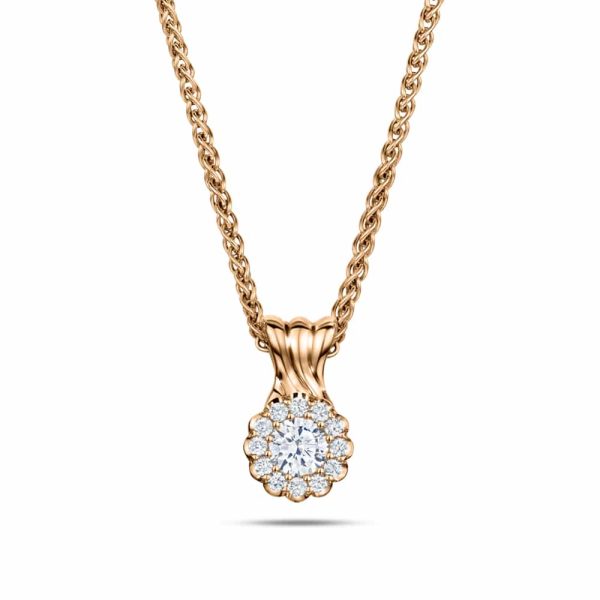 Cannelé Twist diamond pendant on an 18ct rose gold chain
