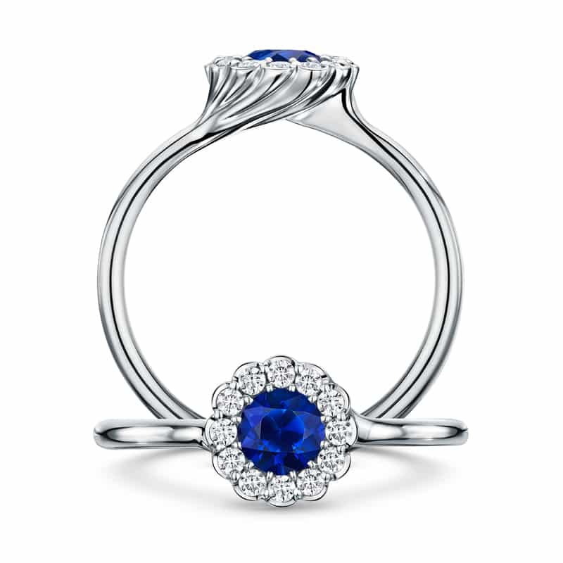 Cannelé Twist engagement ring with a natural blue sapphire centre