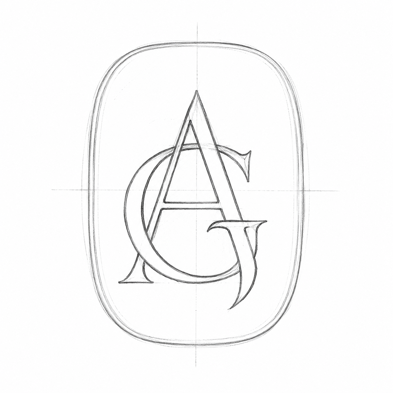 Example of a bespoke AG monogram design for the Treowth Wunden silver signet ring