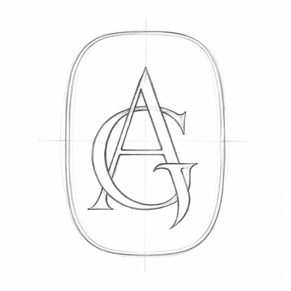 Example of a bespoke AG monogram design for the Treowth Wunden silver signet ring