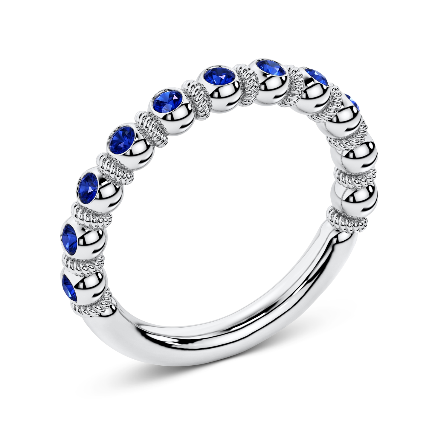 Sapphire platinum ring half set style