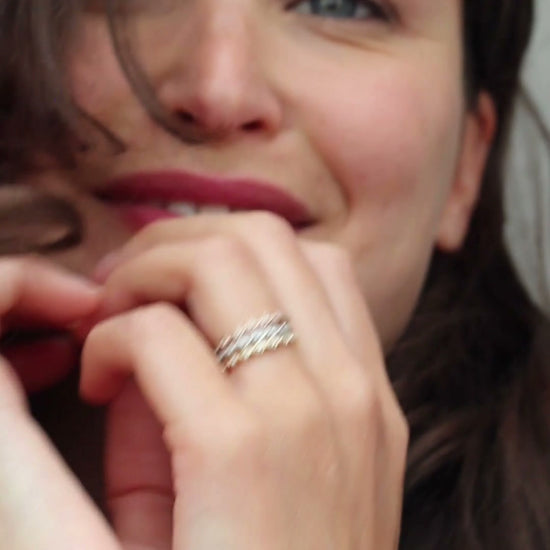 Costeira kite-set diamond band by Andrew Geoghegan, a diamond eternity ring that stacks or wears alone