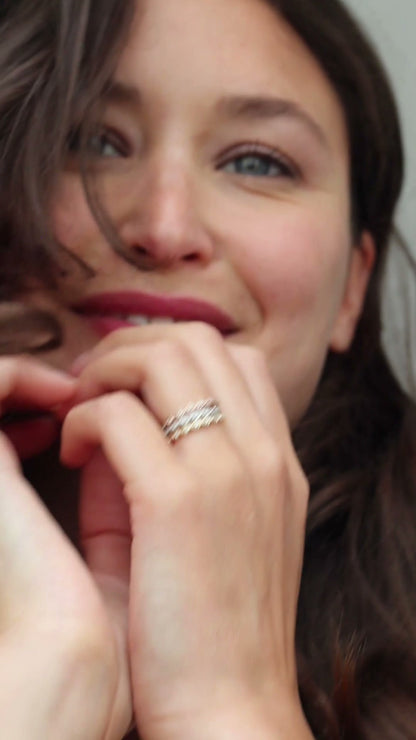 Costeira kite-set diamond band by Andrew Geoghegan, a diamond eternity ring that stacks or wears alone