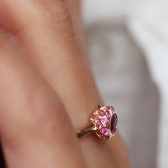 Asteria ruby halo engagement ring by Andrew Geoghegan