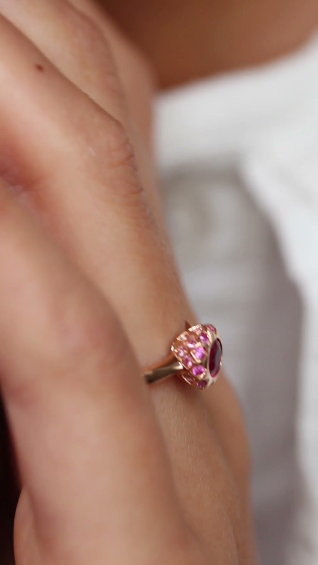 Asteria ruby halo engagement ring by Andrew Geoghegan