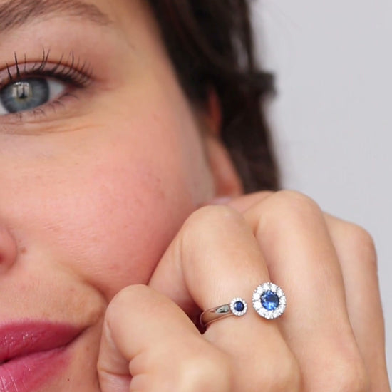 Satellite Toi et Moi sapphire engagement ring by Andrew Geoghegan