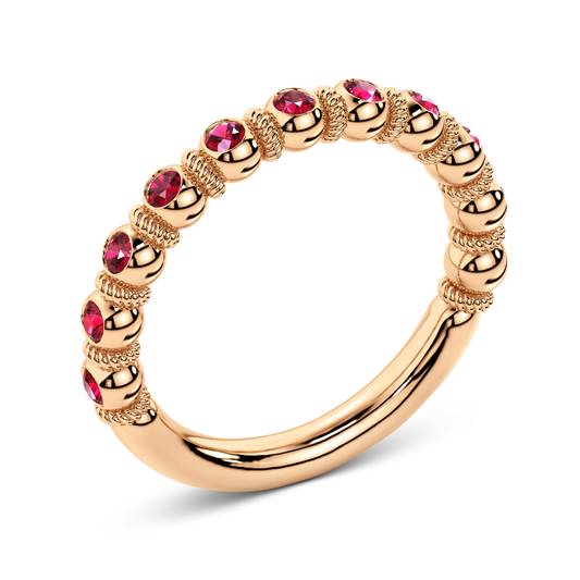 Half eternity ruby ring in rose gold