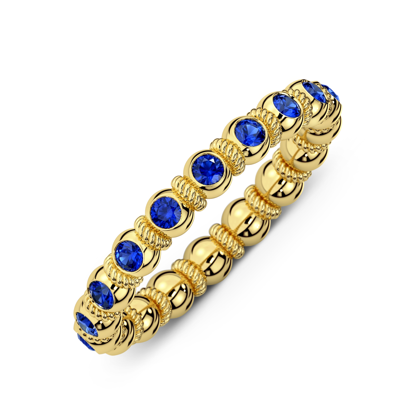 Sapphire gold band ring available as full or half set