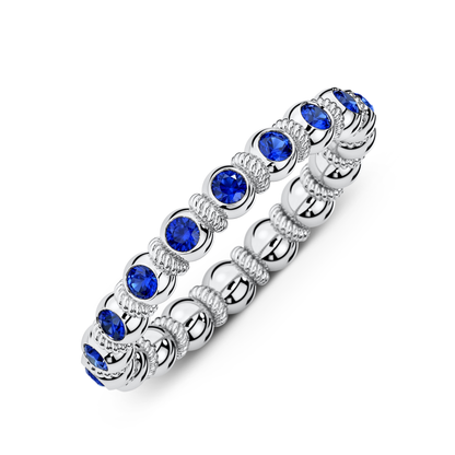 Sapphire band ring in platinum available as full or half set