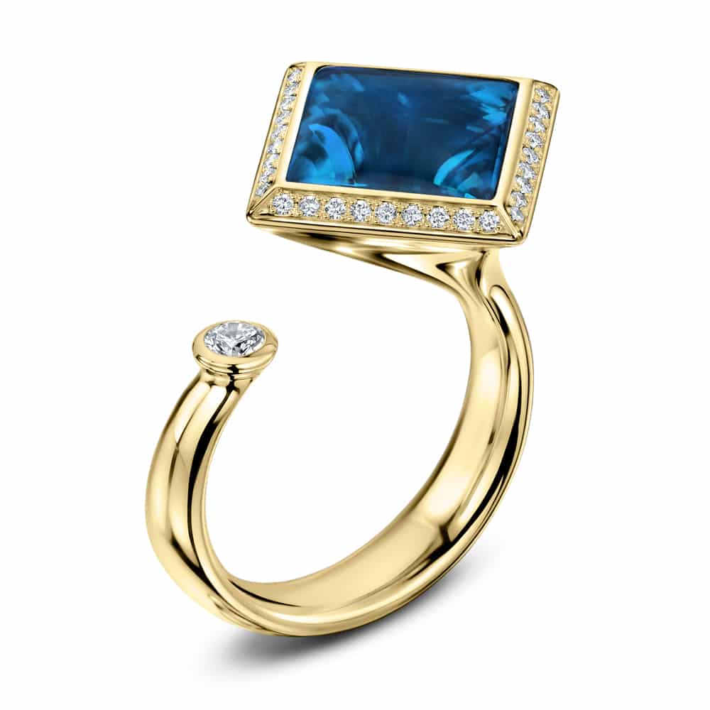 Satellite² London cocktail ring in 18ct yellow gold, by Andrew Geoghegan