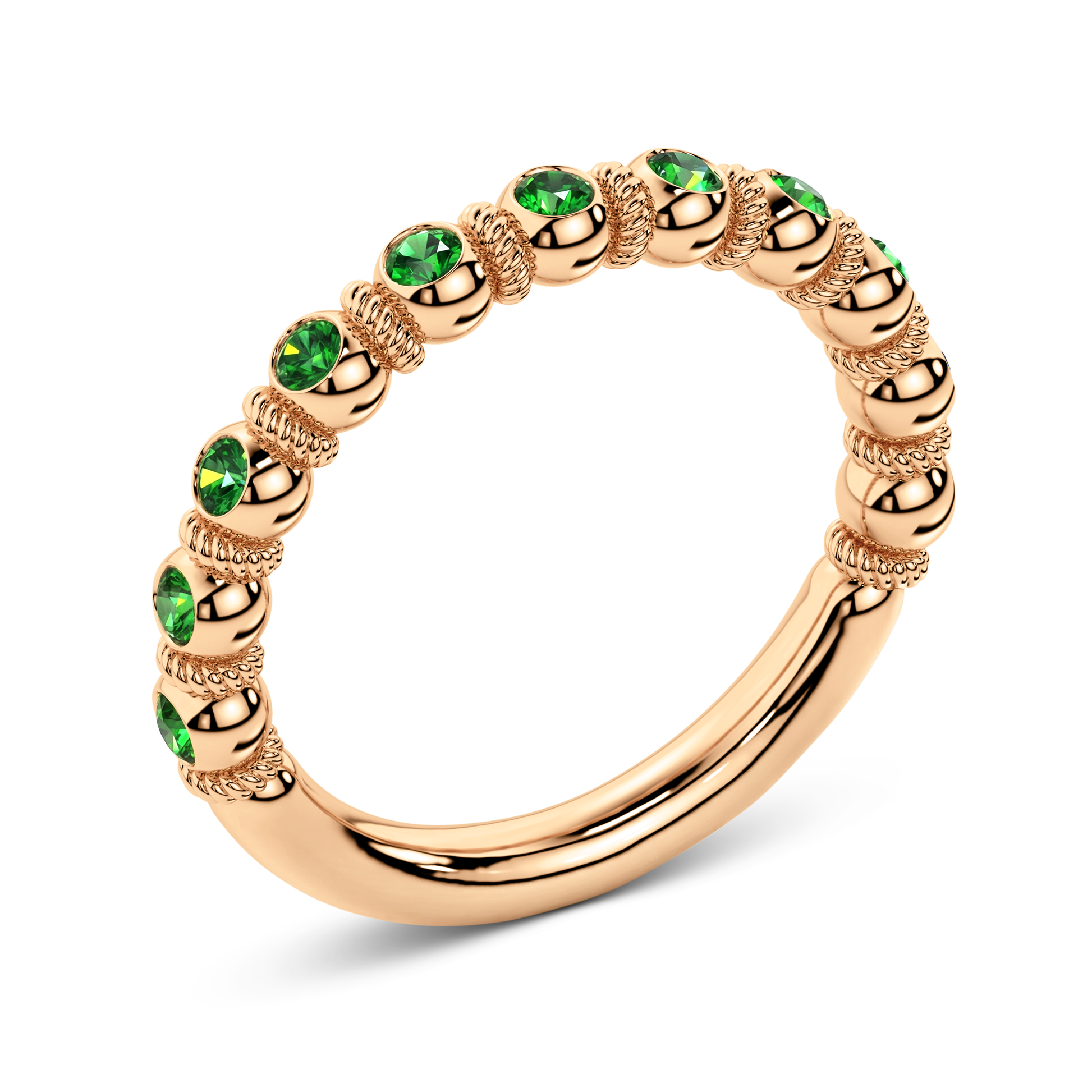 Half set tsavorite ring in gold