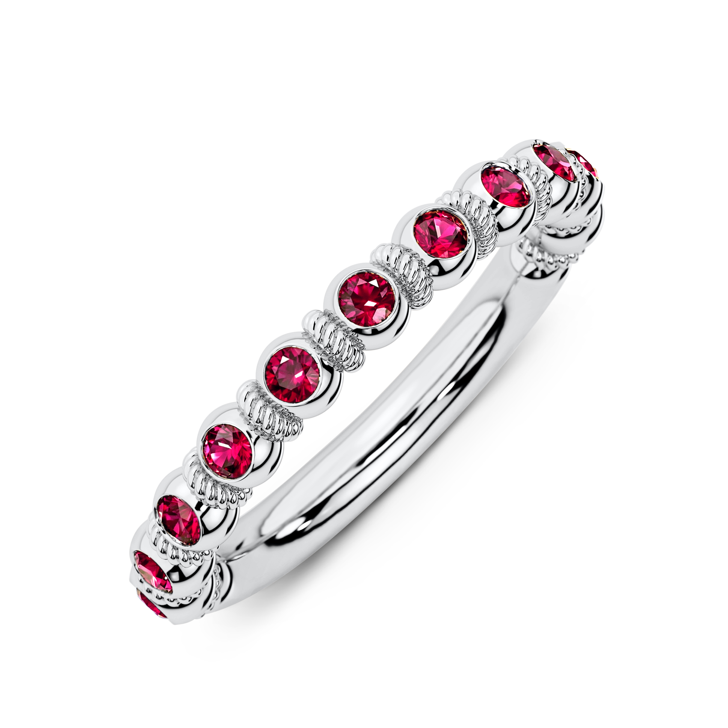Unique modern ruby ring in platinum design