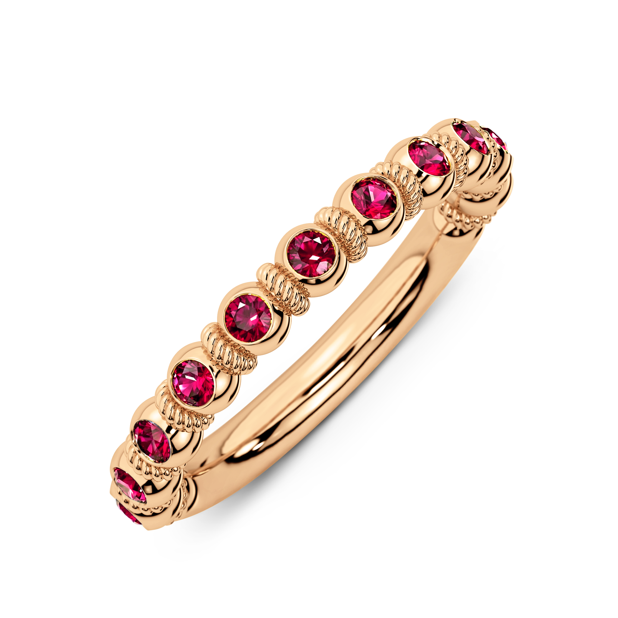 Half eternity ruby ring in rose gold