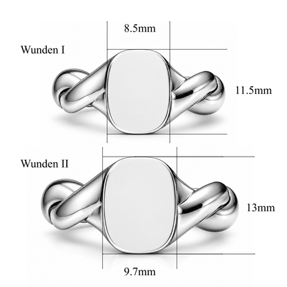 Wunden I and Wunden II size comparison — signet face dimensions