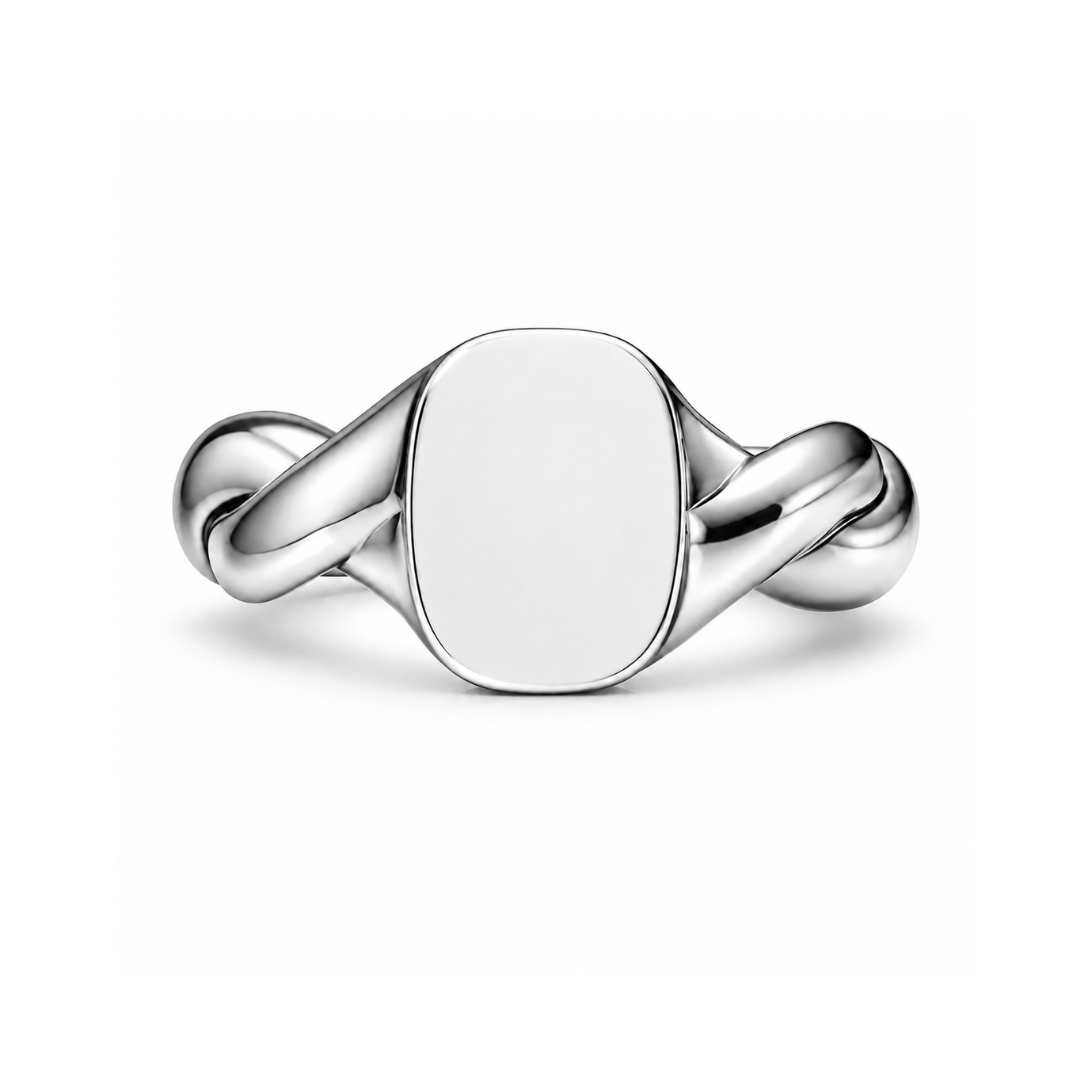 Treowth Wunden I silver signet ring — face-on view of the signet face