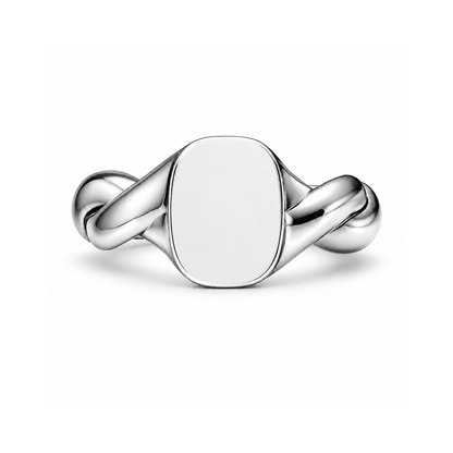 Treowth Wunden I silver signet ring — face-on view of the signet face