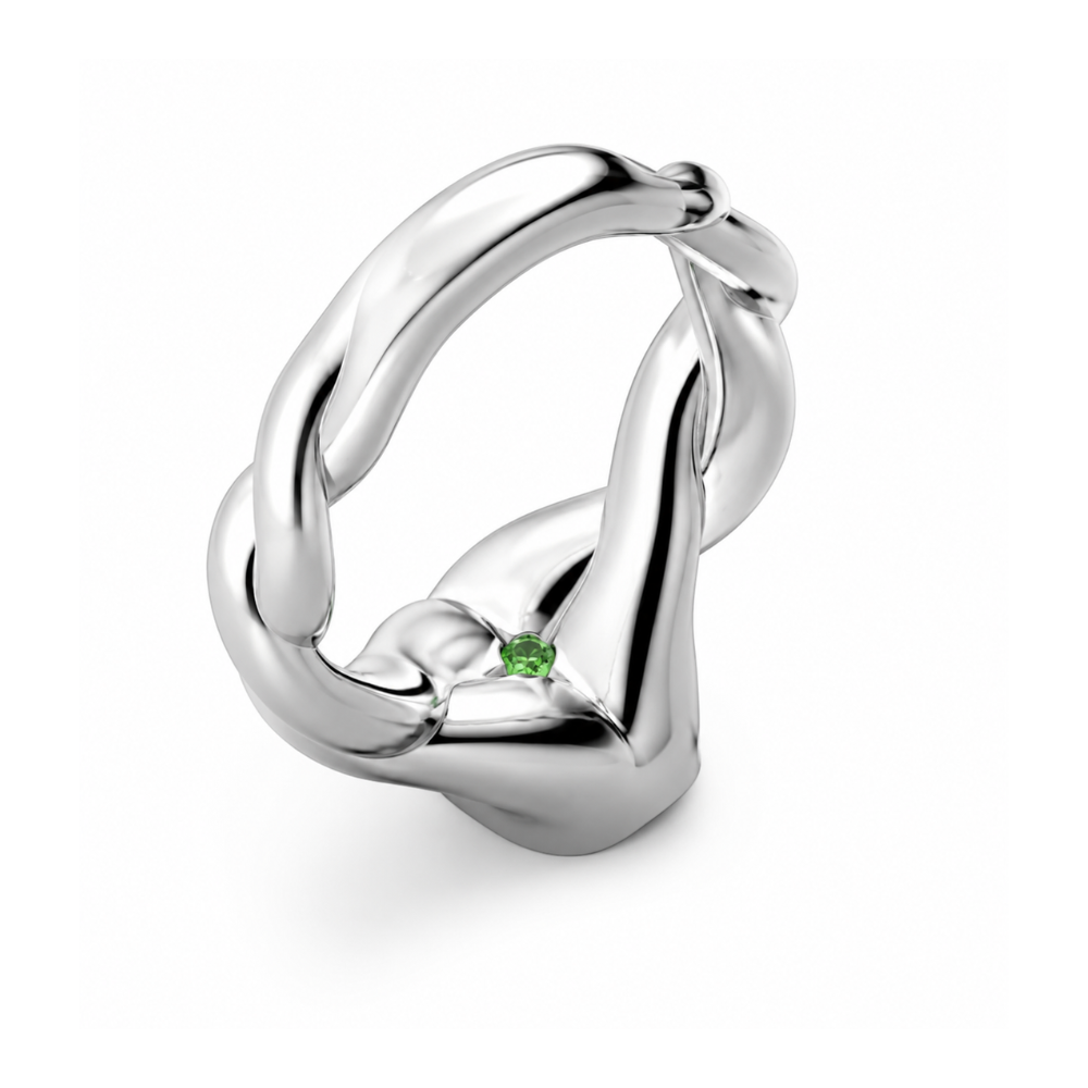 Treowth Wunden I silver signet ring underside with a hidden stone set beneath the signet