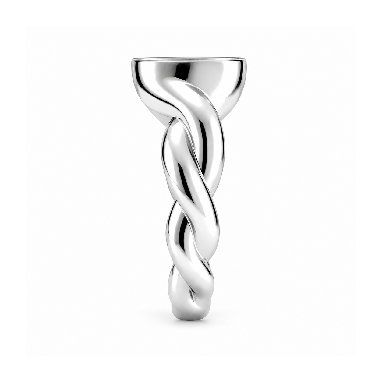 Treowth Wunden I silver signet ring — side view showing the twisted shank