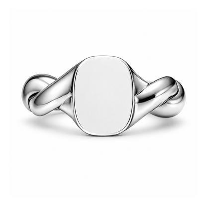 Treowth Wunden II silver signet ring — face-on view