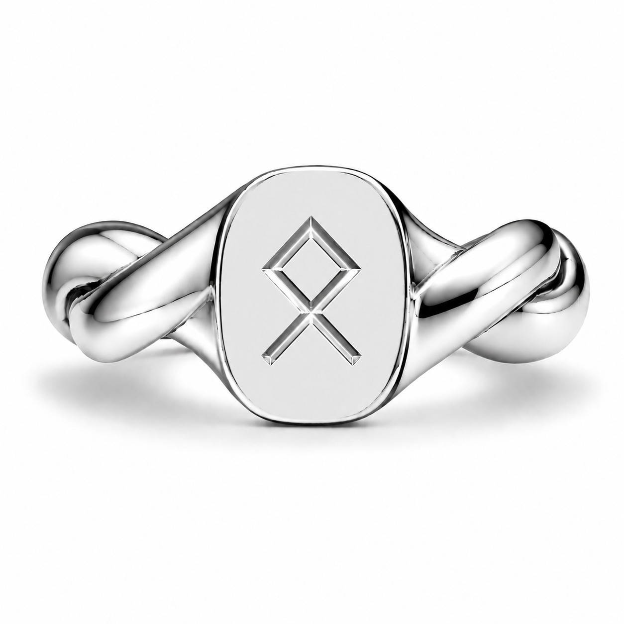 Treowth Wunden II silver signet ring with the Legacy rune hand-engraved on the face