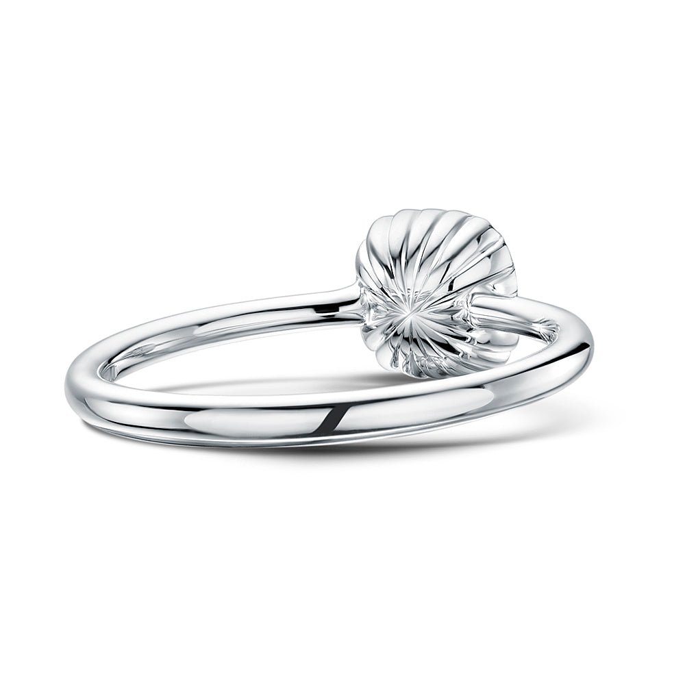 Rear view of the Cannelé Cushion engagement ring showing its hand-engraved fluted setting